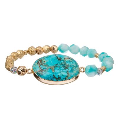 Linha preta presente natural da saúde mental do bracelete da proteção da energia dos grânulos de turquesa