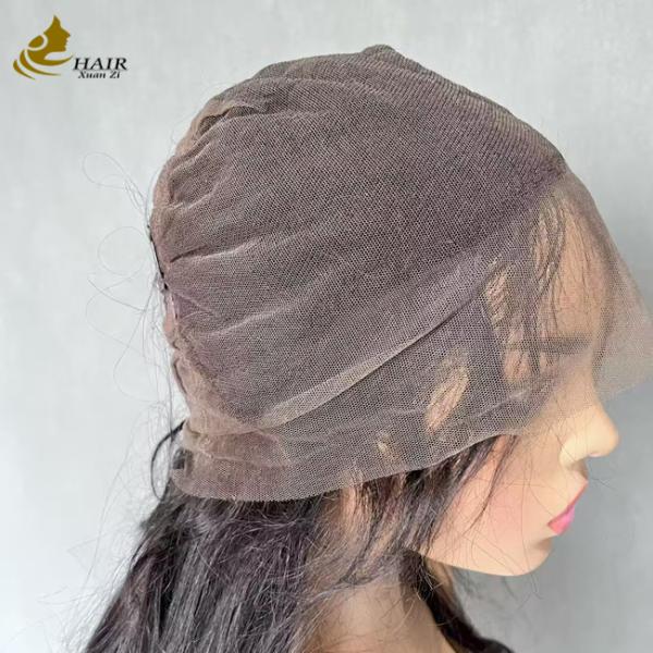 Peluca de cabello humano con encaje completo, marrón oscuro personalizado