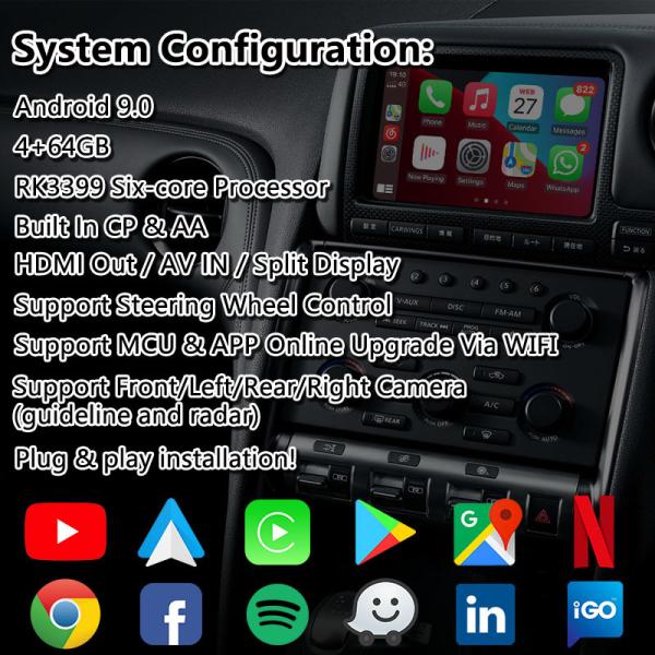 Интерфейс беспроводного Carplay андроида Lsailt видео- для Nissan GTR R35 GT-r JDM 2008-2010