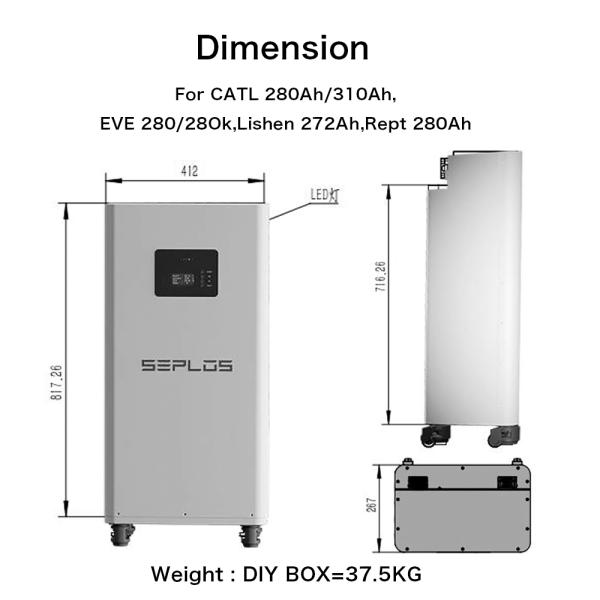 EU Stock Seplos 48V 280Ah/314Ah DIY Lithium LiFePO4 Battery Kits V3.0 Standing case for Home Solar