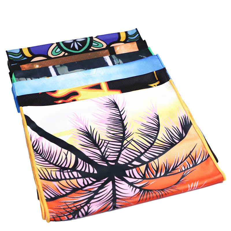 Rectangle 30x100cm Microfiber Sport Towel Full Color Printing Around Neck
