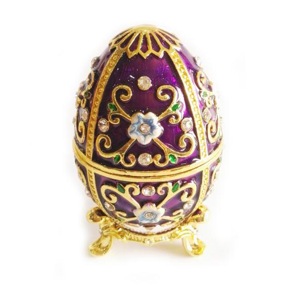 Zinc Alloy Luxury Easter Egg jewelry Box Russian Reticulate Metal Faberge Egg Easter Egg Gift Decorate Box Home Desk