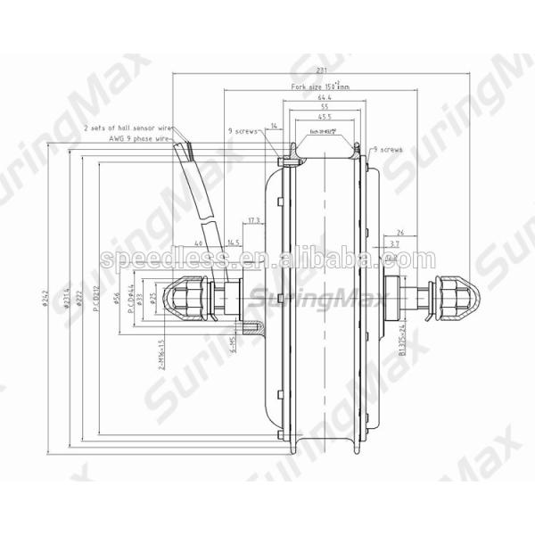 72v 2000w-3000w Electric Ebike Kit Dc Brushless Gearless Motor With High Rpm