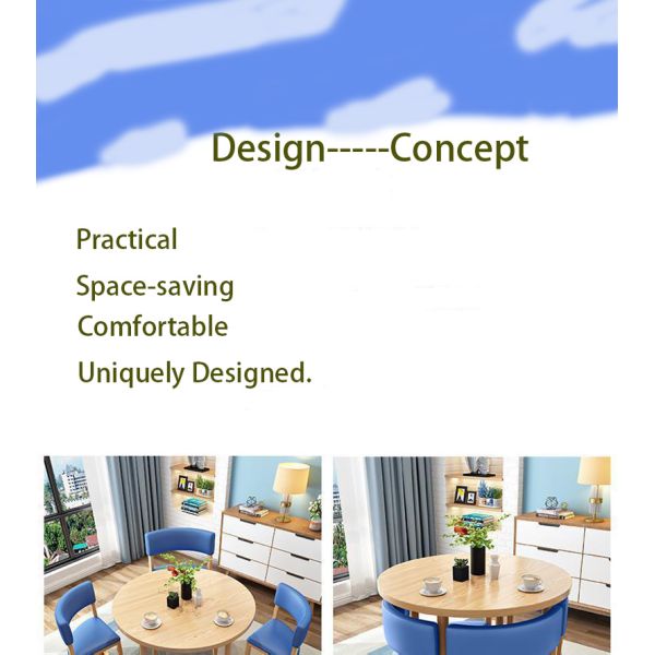 Nordic Style Round Dining Table Set Modern Solid Wood Dining Table and Chair Set for Home and Apartment