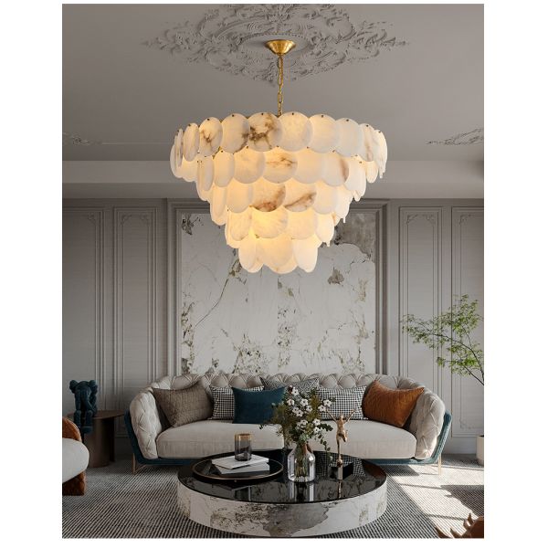 Marble Brass Chandelier Alabaster Chandeliers Lights for Living Room Bedroom Chandelier Luxury