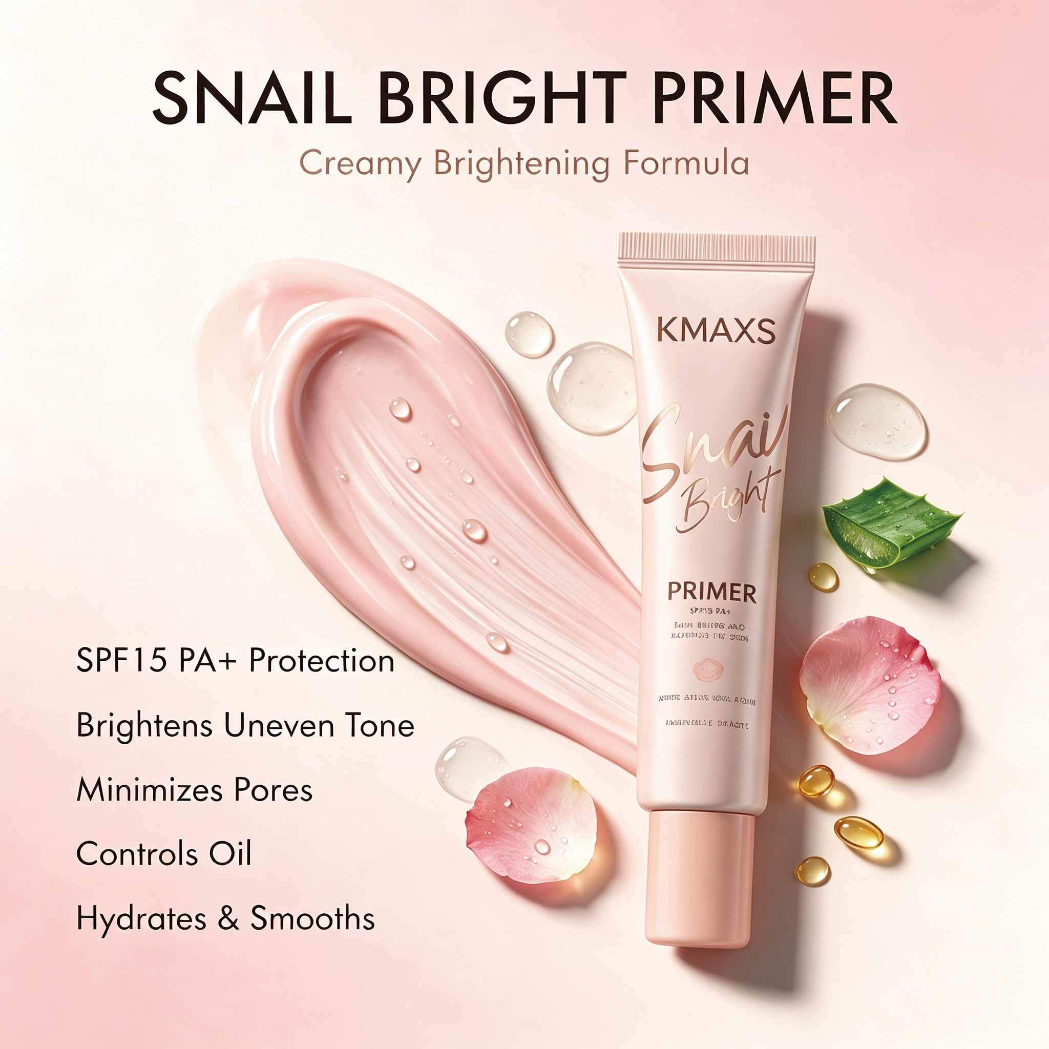 Pore Minimizing Face Makup Products Snail Mucin skin Brightening Primer SPF15