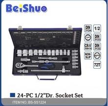 24PCS 1/2 Carbon Steel Socket Set with Mirror Surface Cheap hand tool heavy duty latest impact socket wrench set