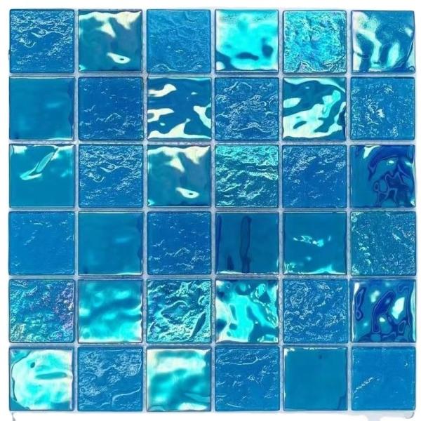 Iridescent Mosaic Glass Pool Blue Swimming Pool Glass Mosaic Tile with Acid-Resistant