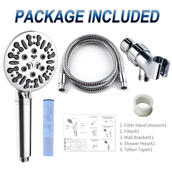 Filtered Shower Head for High Pressure Water Handheld in Modern Bathroom Design Style