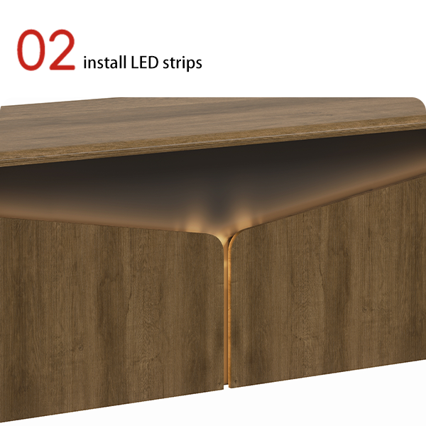 A Dark-colored Office Desk for a CEO's Space Adopting PVC Lamination Technology and Equipped with Light Strips