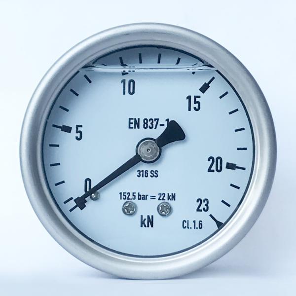 2.5 23 KN Liquid-filled Manometer 316 SS Tube/Socket All Stainless Steel Pressure Gauge for Chemical Industries