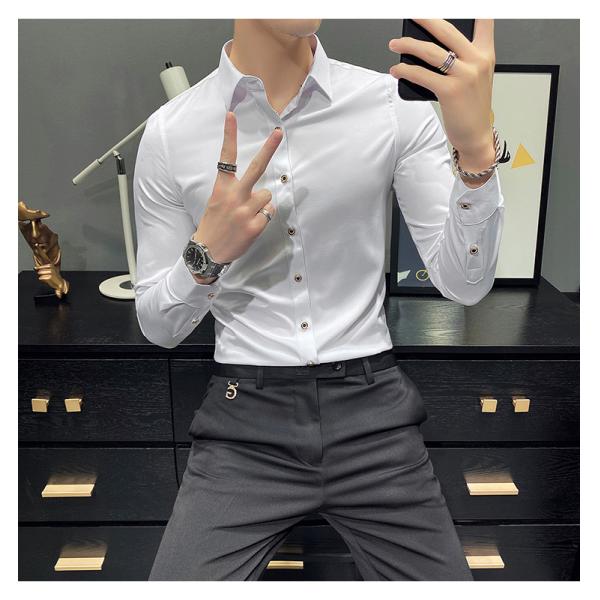 Long-Sleeved Custom Formal Shirt For Men Printed Polyester Cotton Slim Fit Casual Shirt
