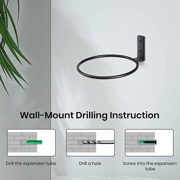 6 polegadas 3 peças preto de planta de pot stand anel de parede montado em pó de metal revestido acabamento decoração de casa