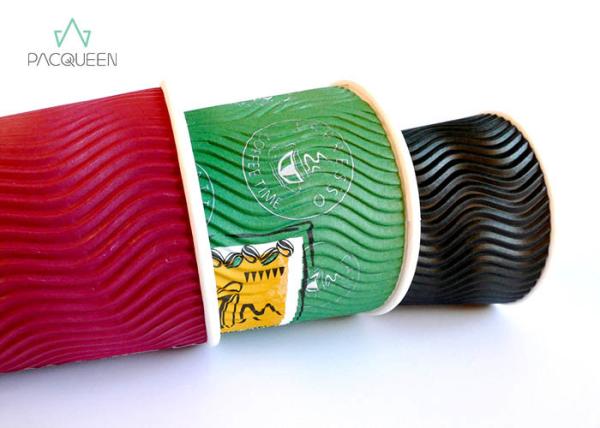 Insulated Coffee 12 Oz / 20 Oz Paper Cups For Hot Drinks Customized Sizes