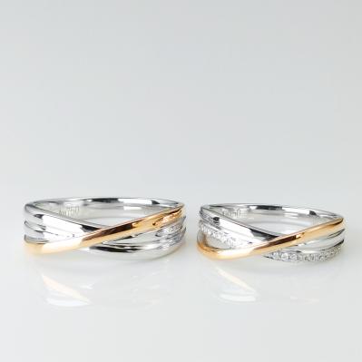 Double Color Special Lines Women11 White Gold Couple Ring