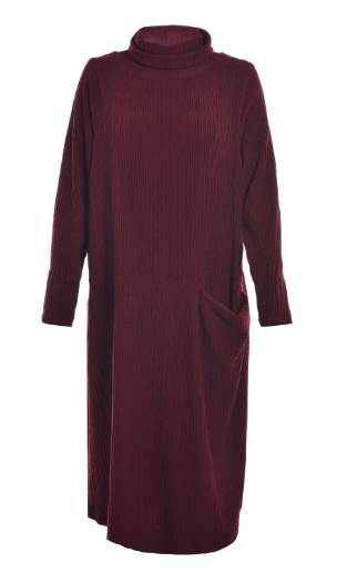 Red Ladies Oversize Maxi Knitted Dresses; Warm High Neck Winter Dresses