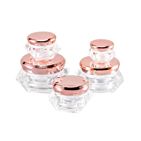 frasco de creme acrílico plástico de 5g 10g 15g 20g 30g Rose Gold Cosmetic Packaging Containers
