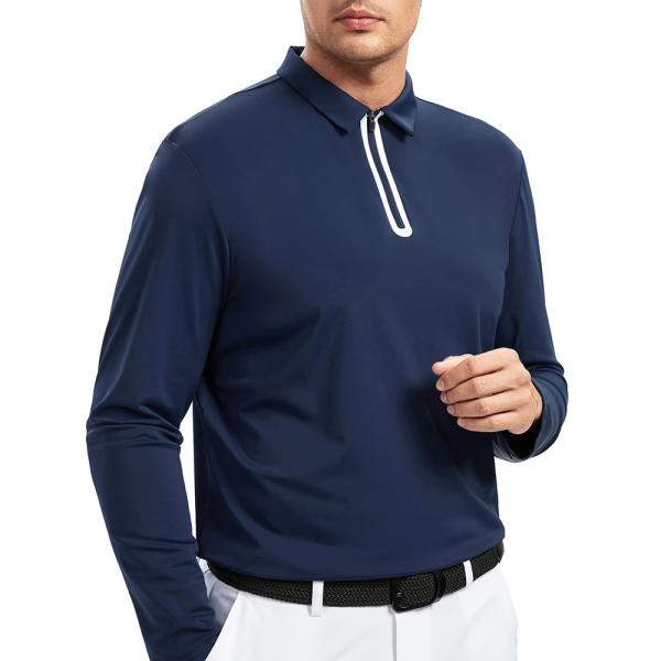 Umidade Deslizante Seco Camisa Manga Longa Customize Streetwear Meio Zip Up Neck Camisa de Golf