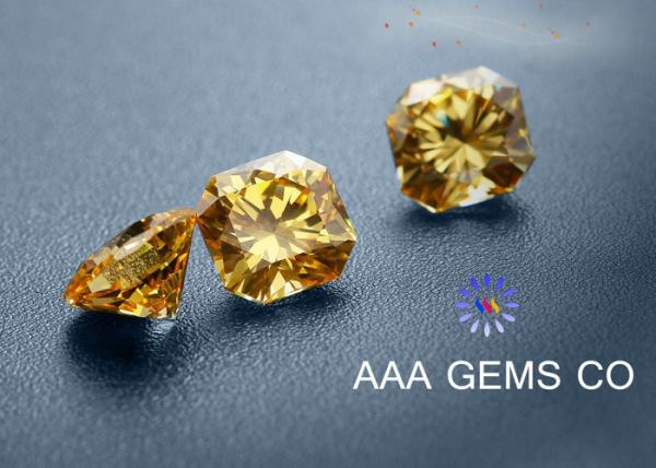 Yellow Colored Moissanite Loose Stones Anti High Temperature
