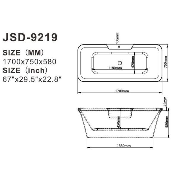 Indoor Tub Flexible Acrylic Freestanding Bathtub with Outer Frame and Legs Accessories