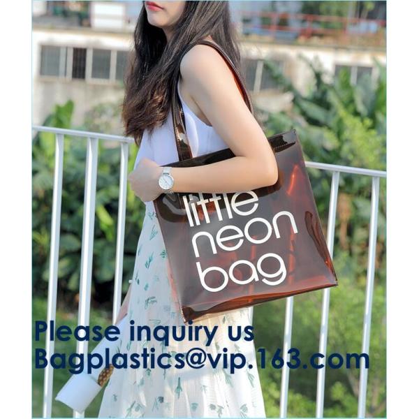 Custom Clear Pvc Lady Handbag Set Transparent Beach Tote Bag,OEM EVA PVC Zipper Bag Swimwear, Plastic Zipper EVA Pouch