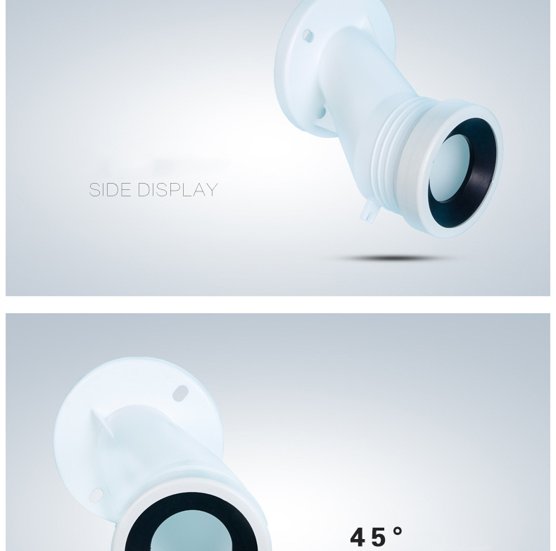 White Toilet Accessory Wall Drain Pipe, Sewage Pipe, Conversion Connector Universal Adapter Wall Trunking