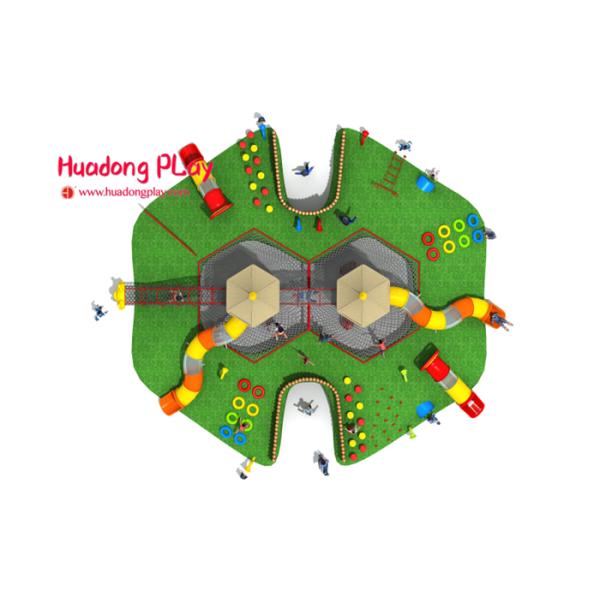 Economic Children'S Playground Climbing Equipment With Big Slide Tube 1670*1350*580cm