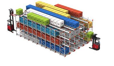 Forklift Operated Warehouse Shuttle Racking System Semi Automated Storage Solution