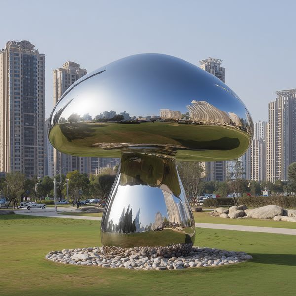 Mirror Polished Large Mushroom Garden Sculptures For Outdoor Decor