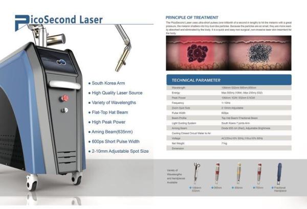 CE FDA approved Korean imported light guiding arm picosecond laser tattoo removal cost