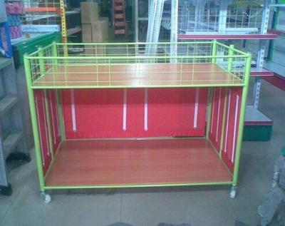 Steel Supermarket Clothes Promotion Cart / Hand Push Exihibition Display Table