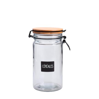 Empty Seasoning Glass Containers 1L Large Glass Jars With Bamboo Lids