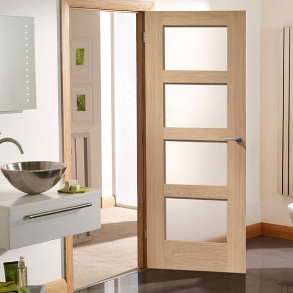 Commercial OAK Solid Wood Composite Doors , Single Swing Shower Door