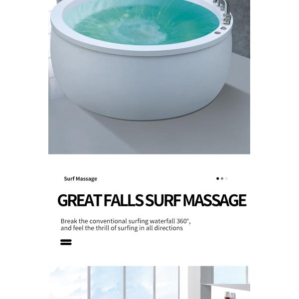 White Acrylic Massage Bathtub with Stainless Steel Frame