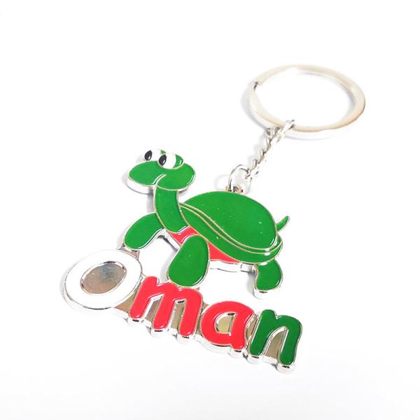 Custom Souvenir Metal Key Chains Iron Soft Enamel Keyrings With Omani Turtle Design