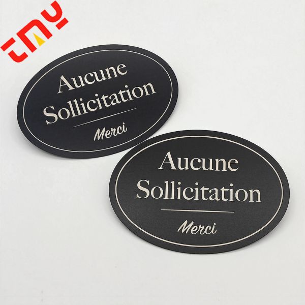 Custom Metal Business Plaque Tag Laser Cut Outdoor Garage Blank Silver Logo Black Frosted Sign