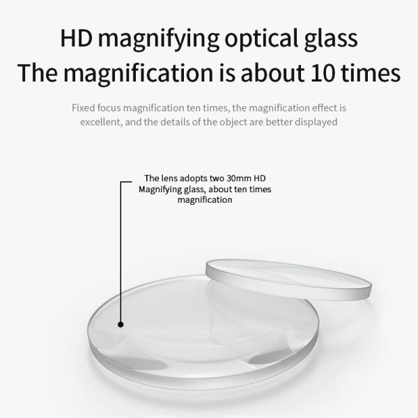 Portable 10X LED Handheld Desktop Magnifier with K9 Lens Aluminum Frame Folding Design
