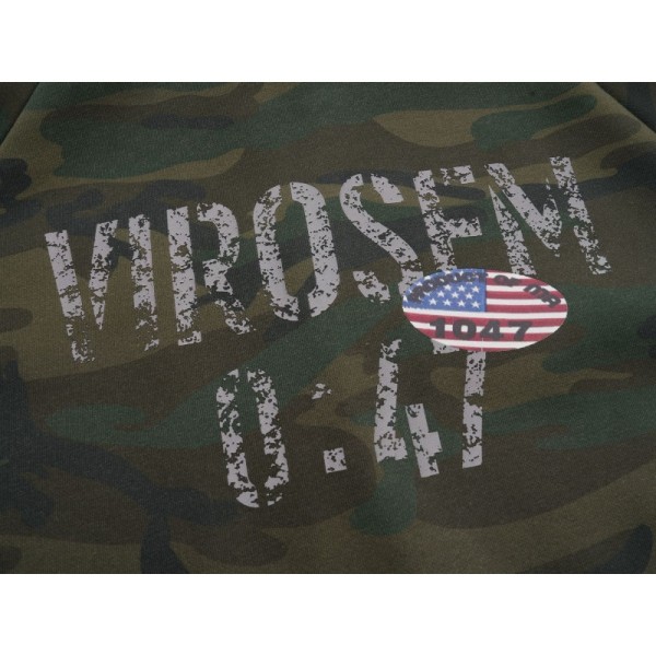 Custom Camo Patch Vintage Streetwear Zip Up Sweatshirt Hoodie For Men