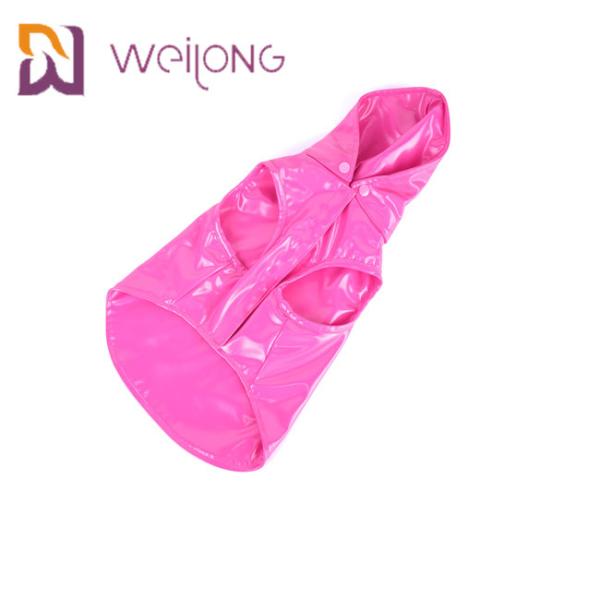 Customized Pink PU Leather Lightweight Waterproof Dog Coat Xl Dog Raincoat