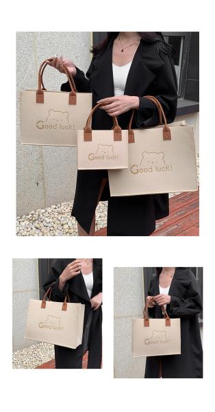 Wholesale Eco Friendly Custom Logo Large Capacity Colorful Felt Shopping Tote Bag With Logo DIY Personalized Grocery Bag