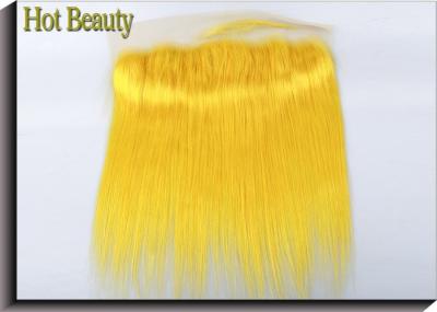 Customized Yellow Human Hair Virgin Lace Frontal Straight Durable Swiss Lace