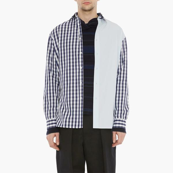 Contrast Splicing Colors Mens Fashion Casual Shirts / Patchwork Shirt Customized