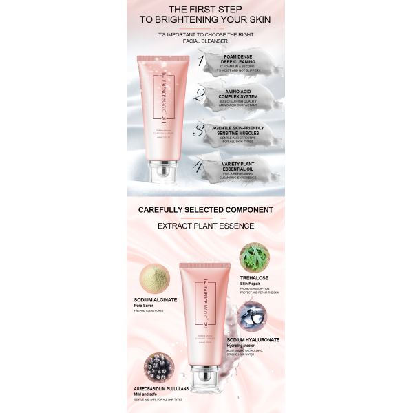 OEM Deep-cleaning & Hydrating Facial Cleanser Organic Skincare Hyaluronic Acid Anti-Wrinkle Moisturizing Whitening Face Wash
