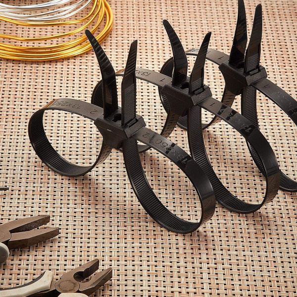 Disposable Plastic Police Handcuffs Double Flex Black White Handcuffs Zip Tie