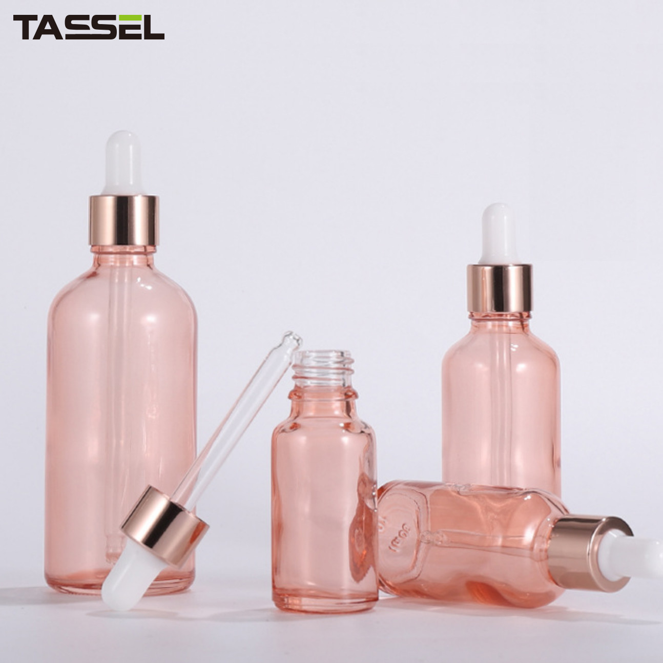 Капельница бутылок 60ml 80ml 18/410 капельницы розового эфирного масла золота стеклянная