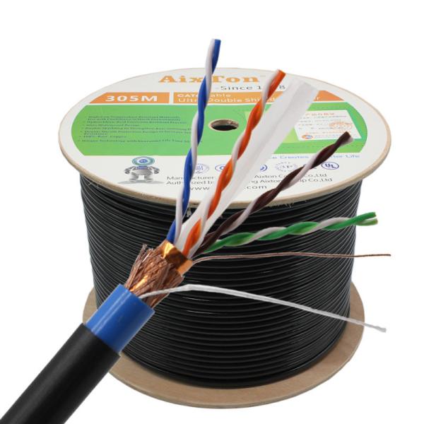 bainha de cobre pura do dobro do PE do PVC do cabo ethernet CAT6 de 0.56mm 1000ft