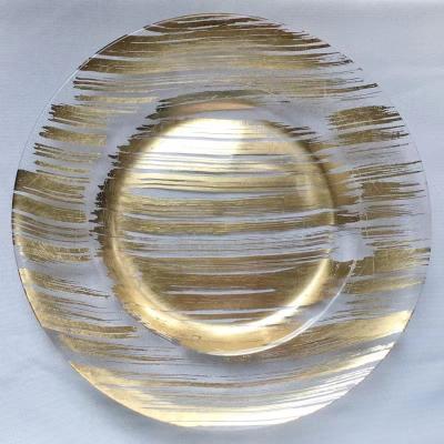 Placas de carregador de vidro transparente descartáveis com borda de ouro