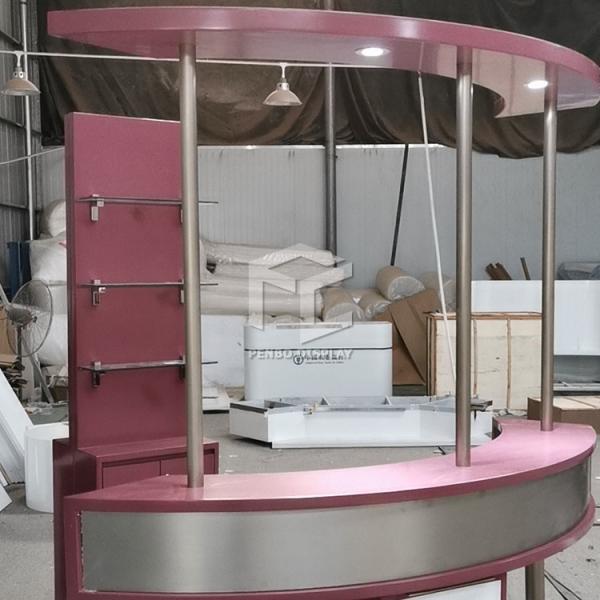 Penbo Brushed Pink Wine Display Cabinet ODM Powder Coated