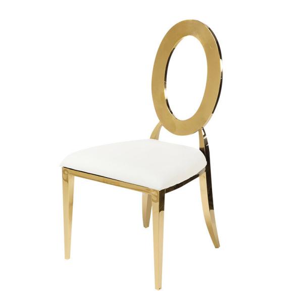Luxury Round Back Party Outdoor Indoor Wedding Event Banquet Gold O Back Chairs Cushion Seat Hotel Dining Chairs