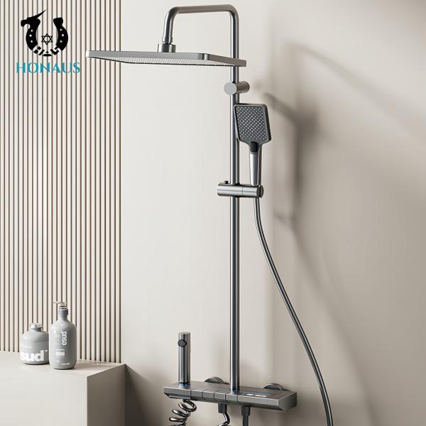 Thermostatic Exposed Valve Showers Four Handles High Quality Aluminum Digital Display